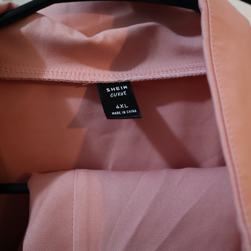 Plus Solid Lapel Neck Single Button Blazer & Shor… - image 7